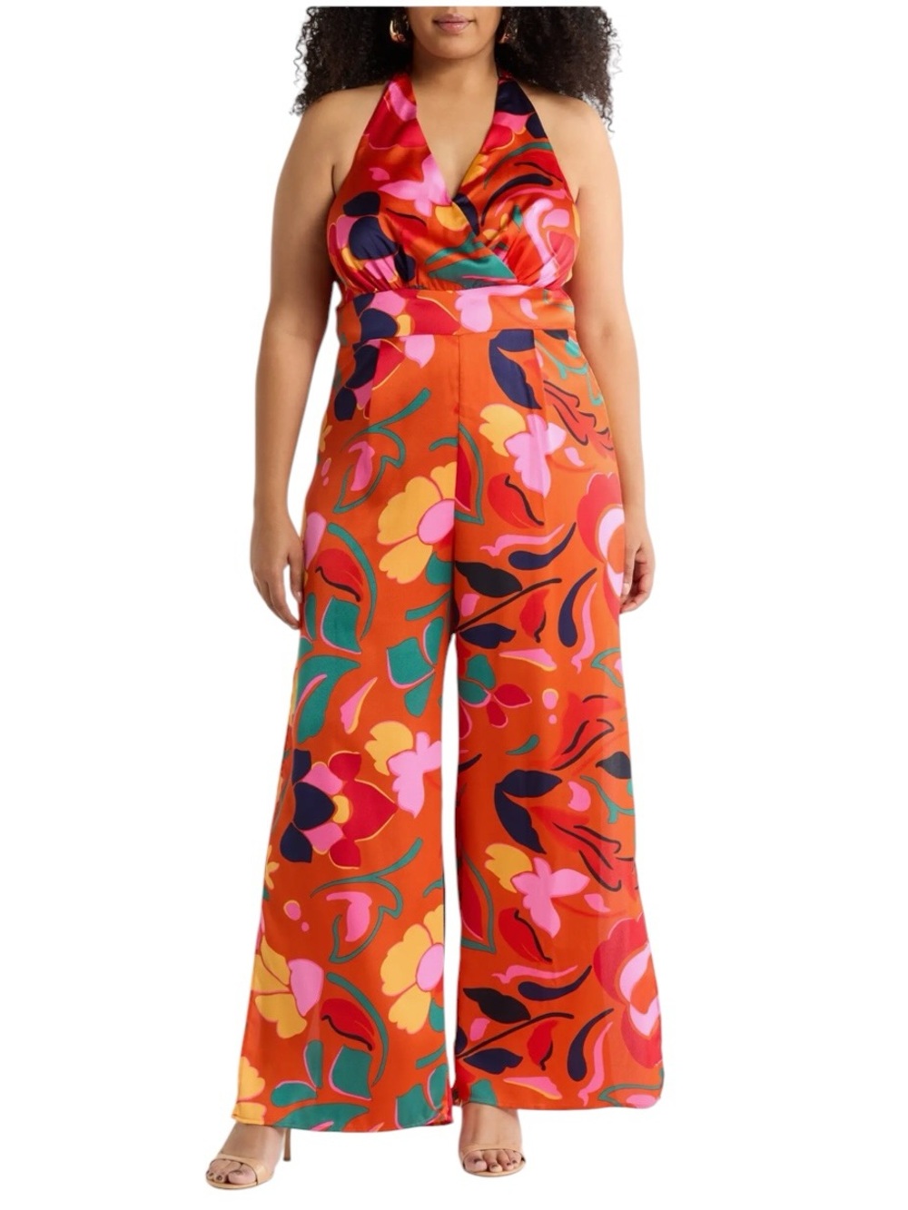 Sugarlips Serene Magic Moment Floral Halter Jumpsuit Resort Retro Bright Size 3X - Picture 2 of 6